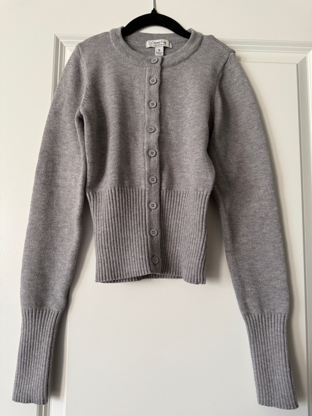 NWOT Gray Button-Front Ribbed Waist Cardigan
